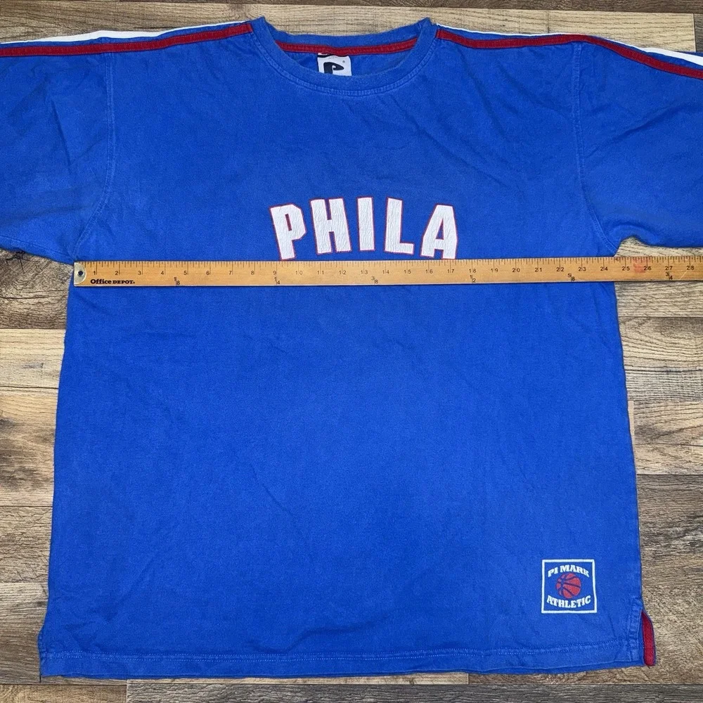 Vintage PJ Mark Absolute Philadelphia 76ers Blue T Shirt Size 2XL Basketball Y2K